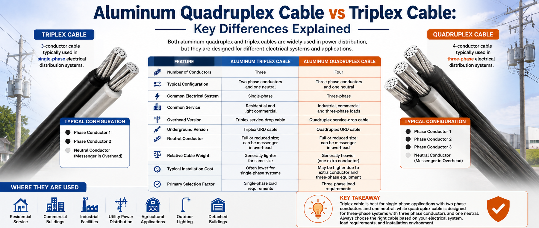 Aluminum Quadruplex Cable vs Triplex Cable: Key Differences Explained