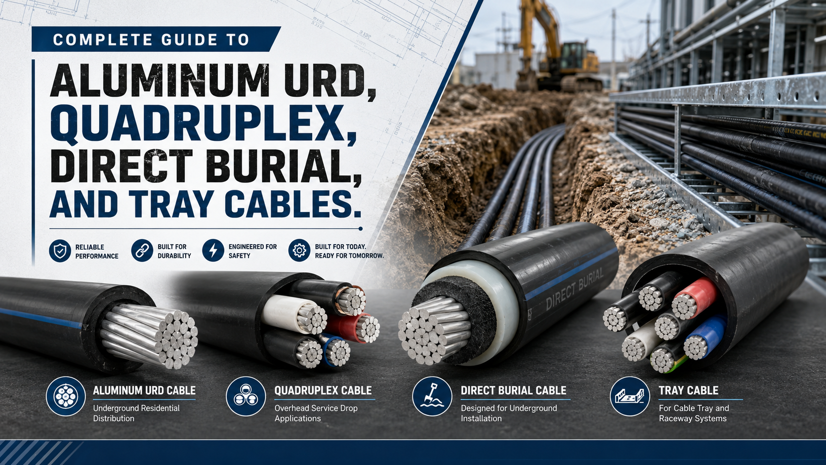 Complete Guide to Aluminum URD, Quadruplex, Direct Burial, and Tray Cables