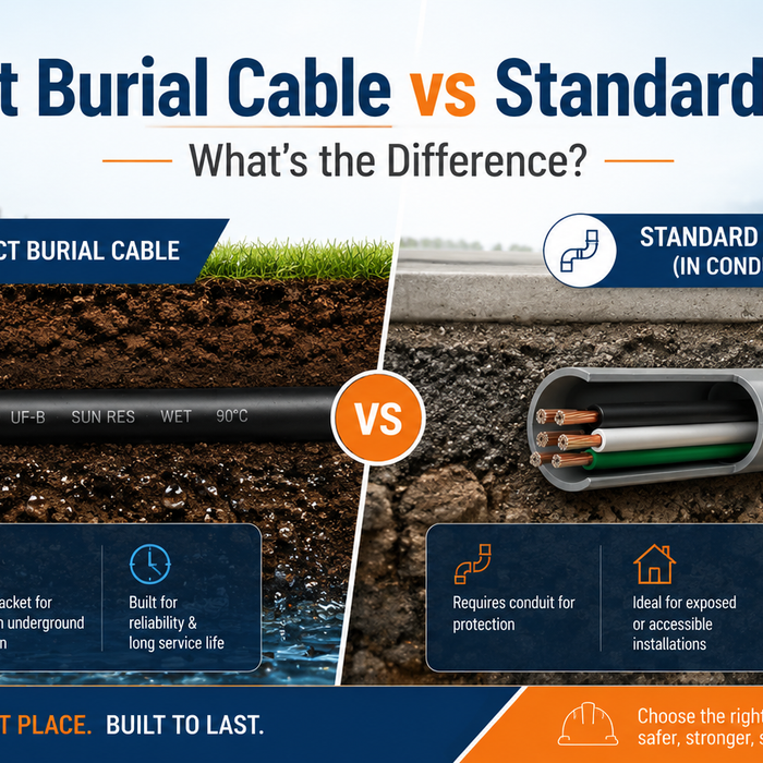 Direct burial cable vs standard electrical cable for underground wiring comparison