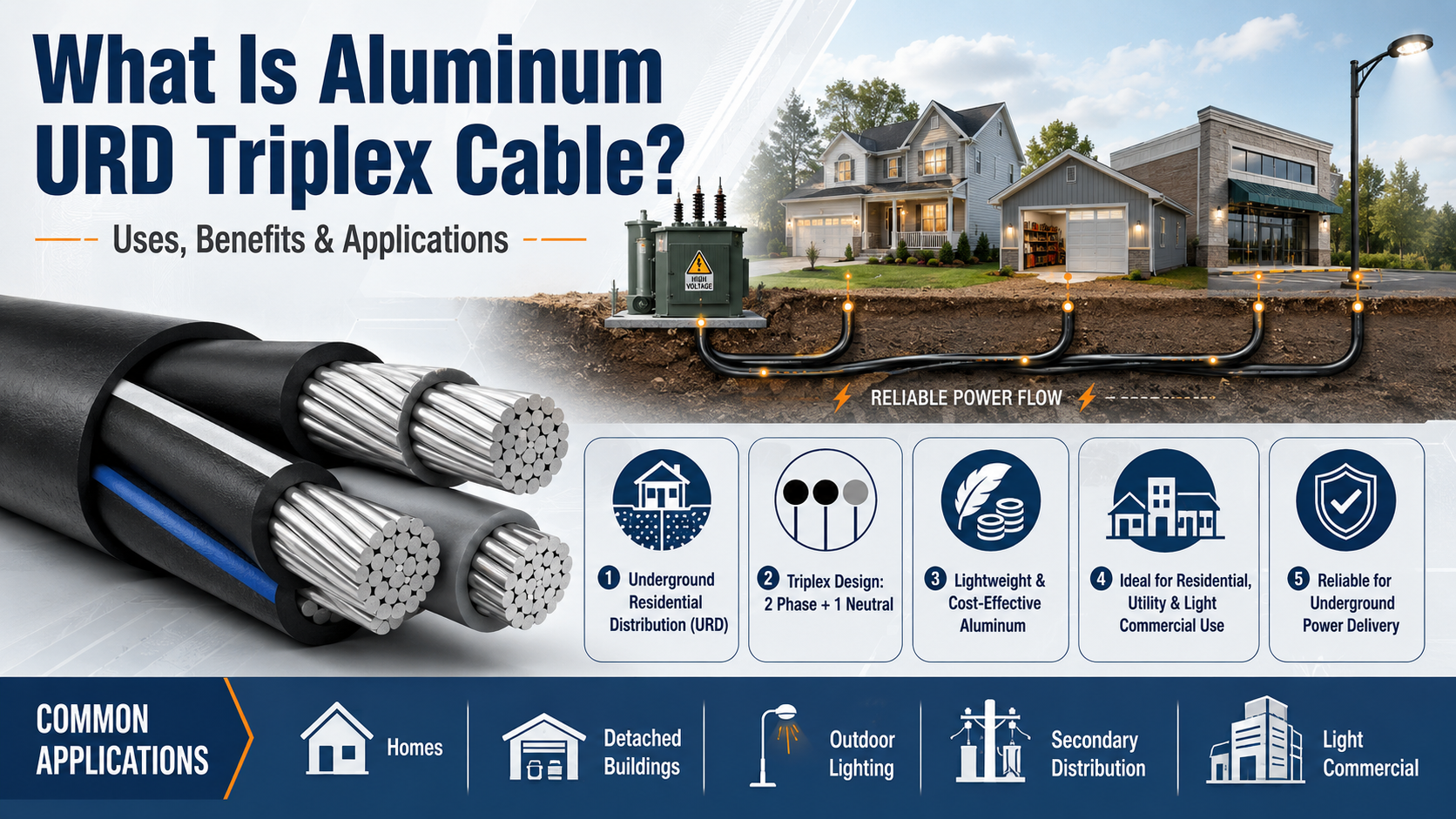 What Is Aluminum URD Triplex Cable? Uses, Benefits, and Applications&nbsp;