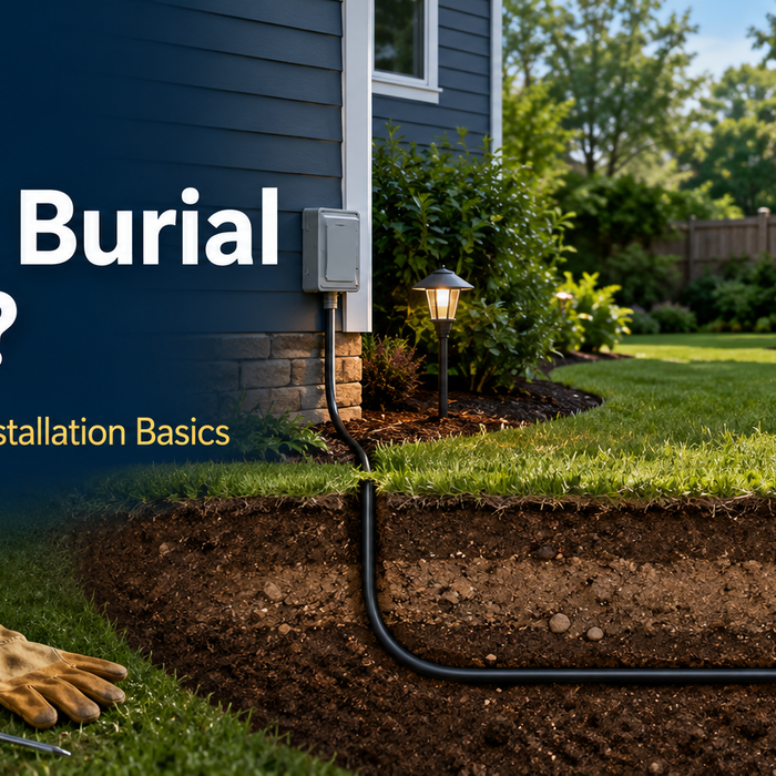 Direct burial cable installed underground for outdoor electrical power